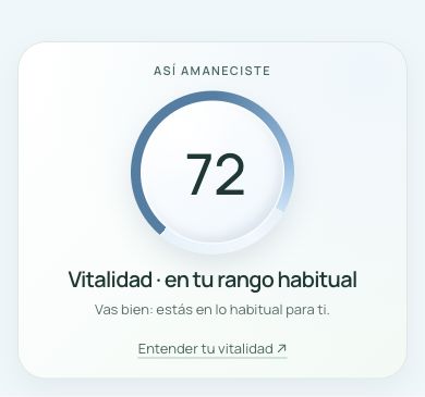 Vista de vitalidad diaria: 72, 18 de octubre de 2026
